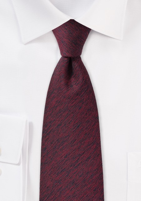 Textured Wool Tie in Wine Red