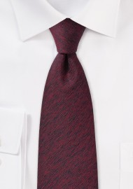 Textured Wool Tie in Wine Red
