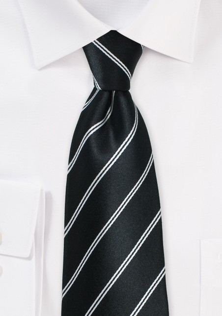 Onyx Double Striped Necktie in Silk