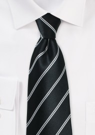Onyx Double Striped Necktie in Silk