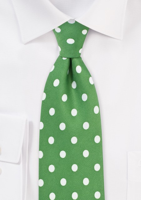 Polka Dot Tie in Grass Green