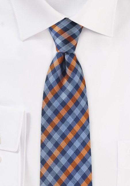 Blue and Orange Micro-check Tie