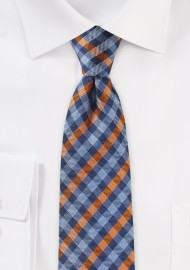 Blue and Orange Micro-check Tie