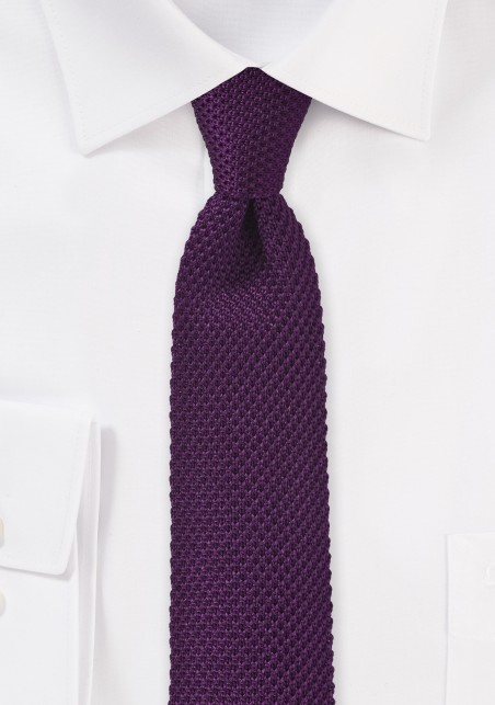 Modern Purple Knitted Skinny Tie