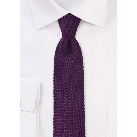 Modern Purple Knitted Skinny Tie