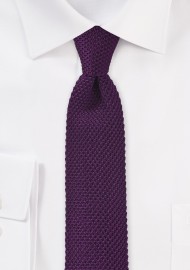 Modern Purple Knitted Skinny Tie