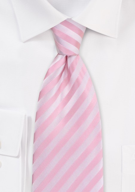 Pink Mens Ties - Pink Tie With Stripe Pattern