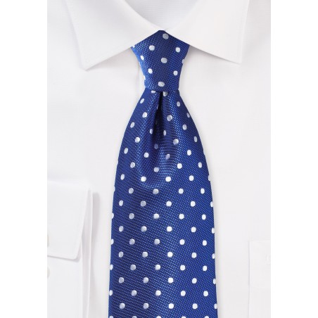 Polka Dot Silk Tie in Bright Blue and Silver