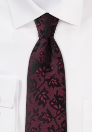 Floral Tie in Oxblood Red