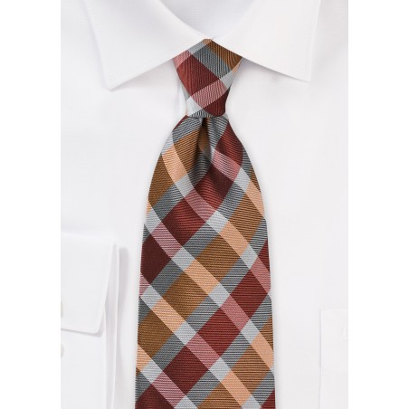 Modern Tie in Persimmon Oranges and Greys