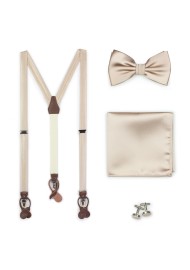 Champagne Dress Suspender BowTie Set