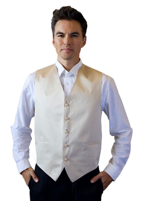 Champagne Formal Satin Vest Styled
