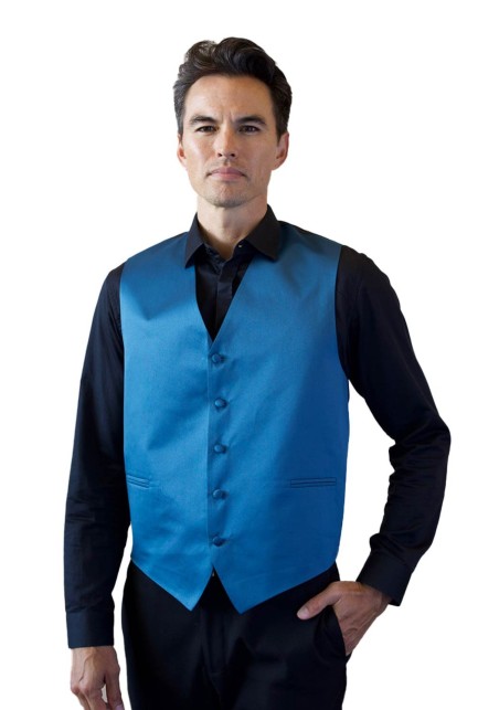Teal Formal Satin Vest Styled