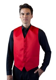 Cherry Red Formal Satin Vest Styled
