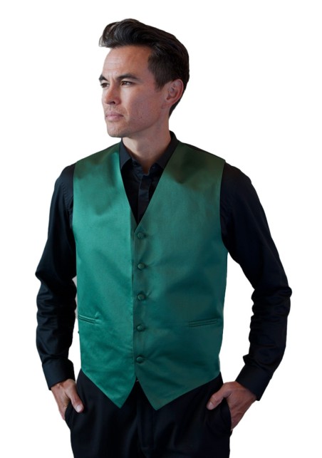 Hunter Green Formal Satin Vest Styled