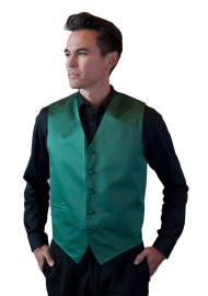 Hunter Green Formal Satin Vest Styled