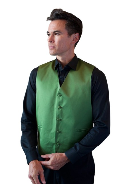 Moss Green Formal Satin Vest Styled