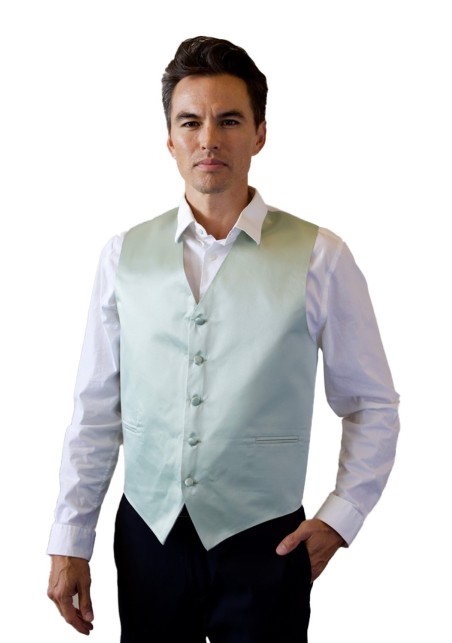 Dusty Sage Formal Satin Vest Styled