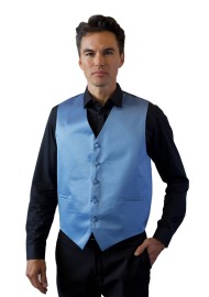 Steel Blue Formal Satin Vest Styled