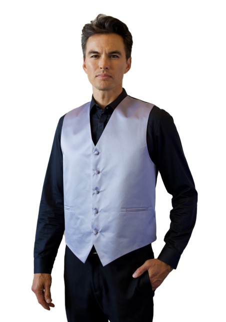 Silver Formal Satin Vest Styled