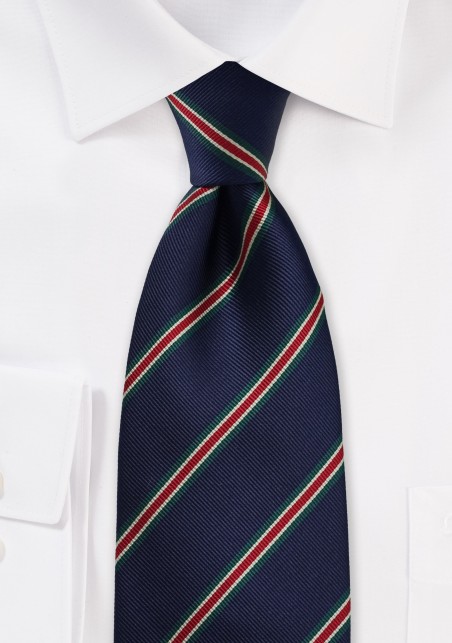 British Striped Tie in Navy