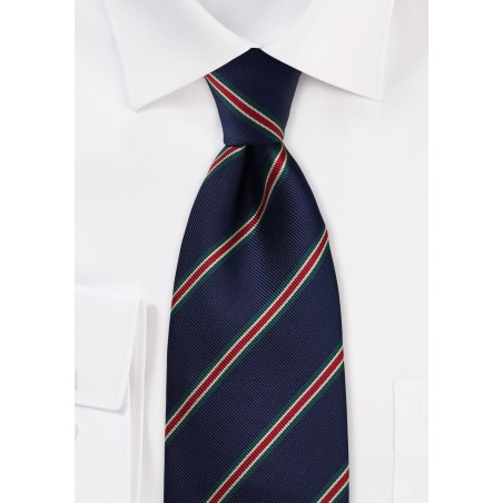 British Striped Tie in Navy