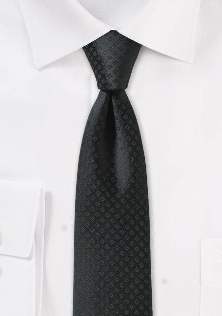 Black Skinny Tie with Small Checks