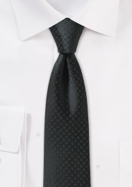 Black Skinny Tie with Small Checks