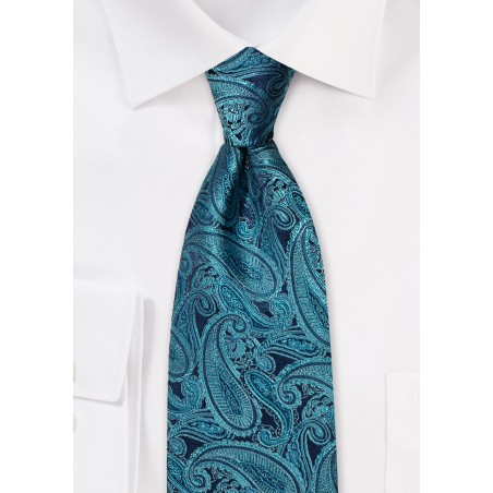 Ink Blue Paisley Silk Tie