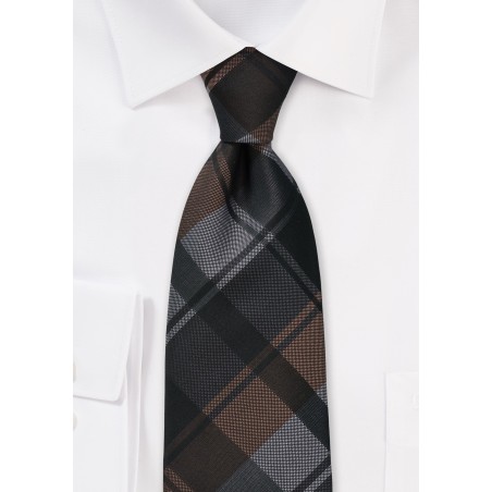 Modern Plaid in Black and Copper
