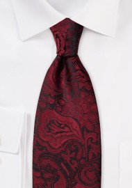 Merlot-Red Paisley Pattern Tie