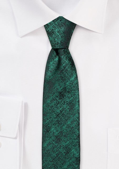 Textured Skinny Tie in Green and Black