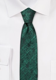 Textured Skinny Tie in Green and Black