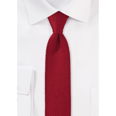 Cherry Red Skinny Knit Tie