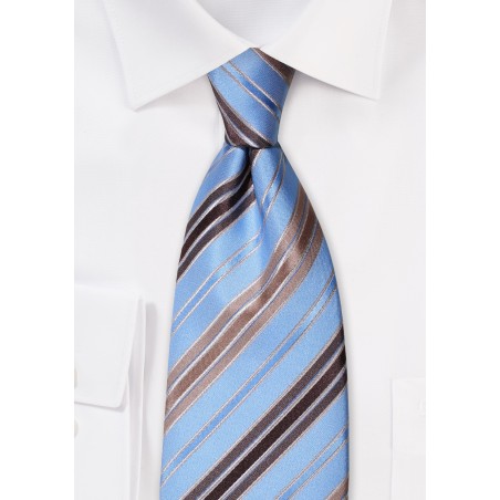 Blue and Brown Ties - Striped Necktie in Blue and Brown