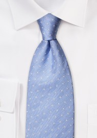 Soft Blue Kids Sized Silk Tie with Polka Dots