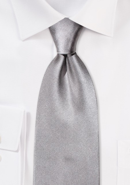 Solid Silver Kids Silk Tie