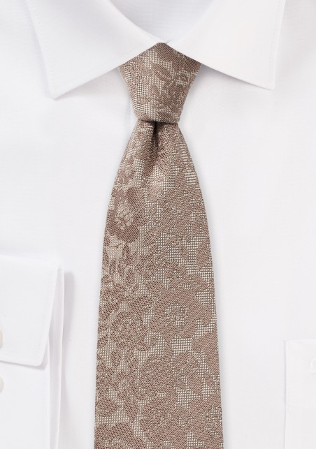 Champagne Skinny Floral Tie