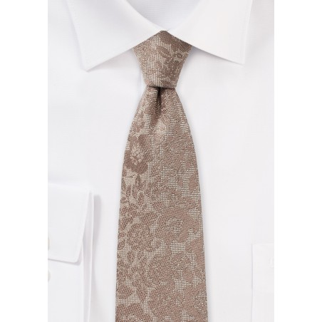 Champagne Skinny Floral Tie