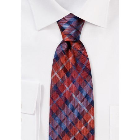 Orange and Purple Tartan Plaid Tie