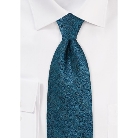 Elaborate Paisley Tie in Teal and Black
