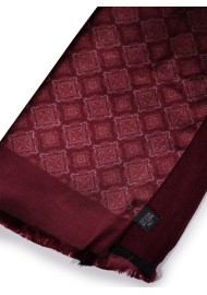 Merlot Red Medallion Print Silk Scarf Double Sided
