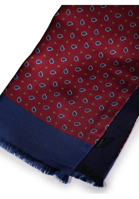 Elegant Mens Silk Scarf in Burgundy Double Sided