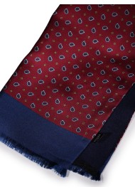 Elegant Mens Silk Scarf in Burgundy Double Sided
