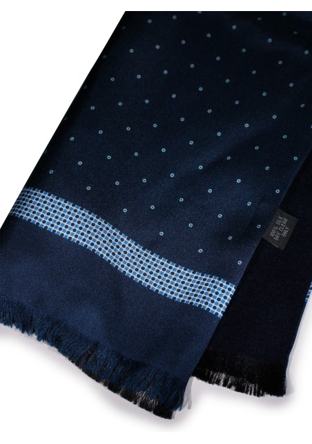 Luxury Designer Silk Scarf in Navy Doubled Sided