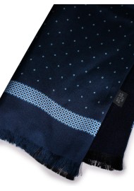 Luxury Designer Silk Scarf in Navy Doubled Sided