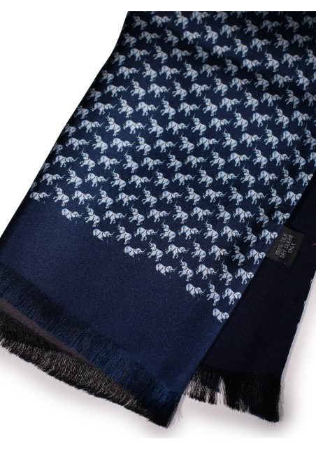 Elephant Print Designer Silk Scarf Double Sided