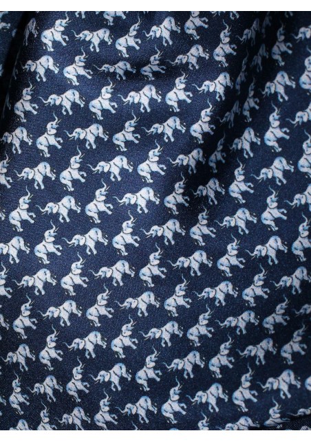 Elephant Print Designer Silk Scarf Detailed Close Up