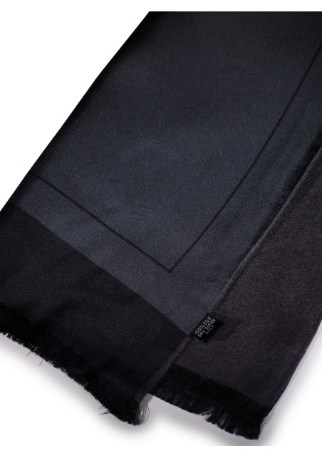 Solid Charcoal Gray Silk Scarf Double Sided