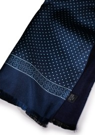 Royal Blue Dot Print Silk Scarf Double Sided